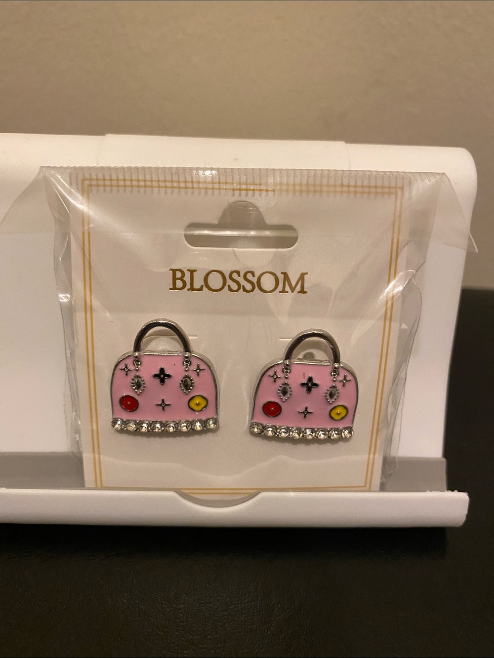 Blossom Pink Purse Charm Stud Earrings